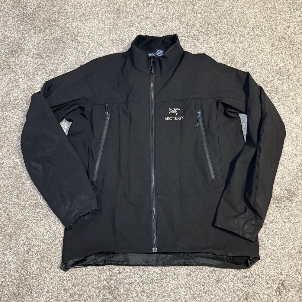 Arcteryx Polartec Softshell Jacket Men XL Black Full Zip Fleece Lined Coat FLAWS